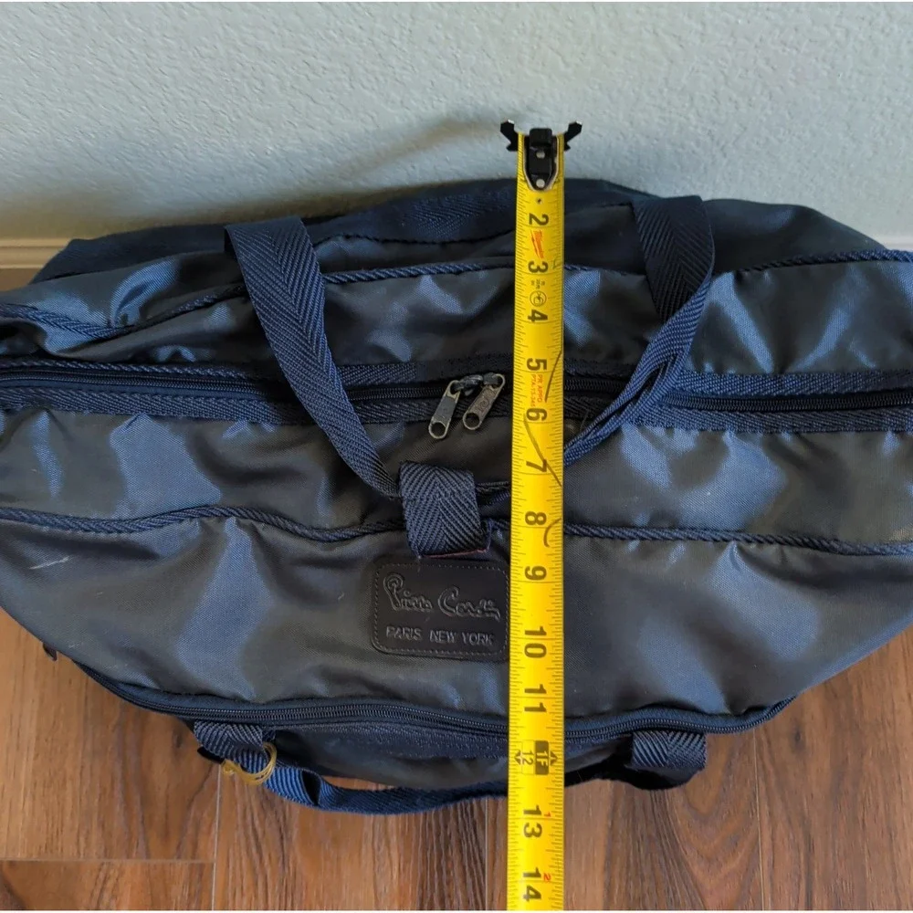 Vtg Pierre Cardin Travel Bags Luggage Overnight Weekender Navy Blue Preppy 90s